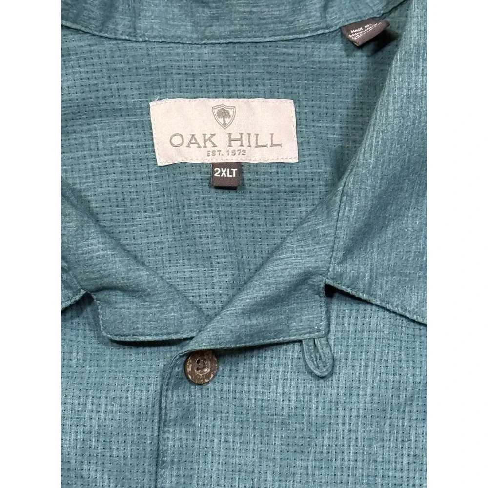 Oak Hill by DXL Big & Tall Solid Camp Shirt - Fanfare Color Mens 2XLT - Picture 2 of 4